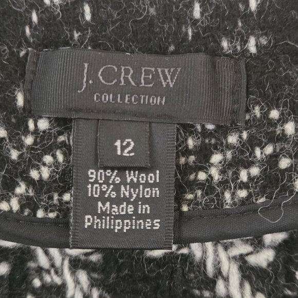 J. Crews Collection Wool Blend Houndstooth Zip Up Academia Lady Jacket Size 12 - Picture 8 of 8